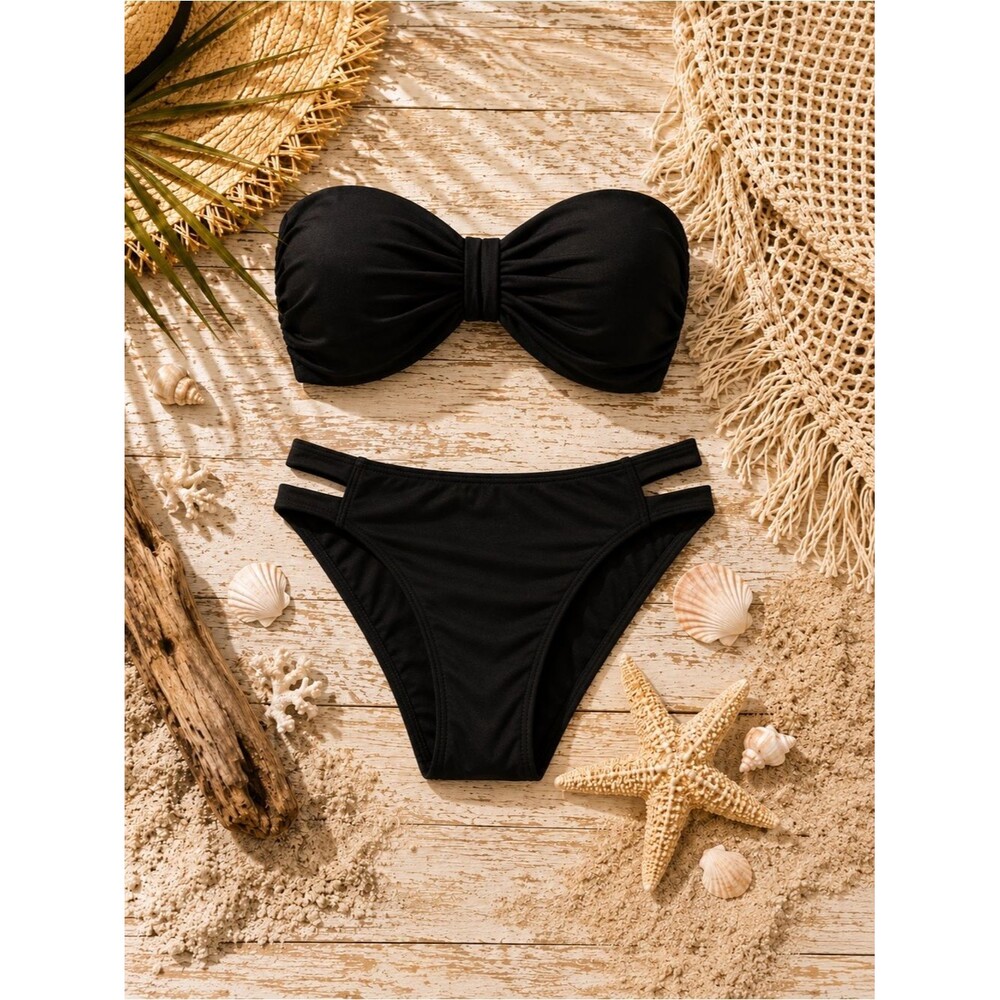 Old Navy Swimsuit Black Bikini Top Sz XS Unbranded Swim Bottoms Size 18” Black